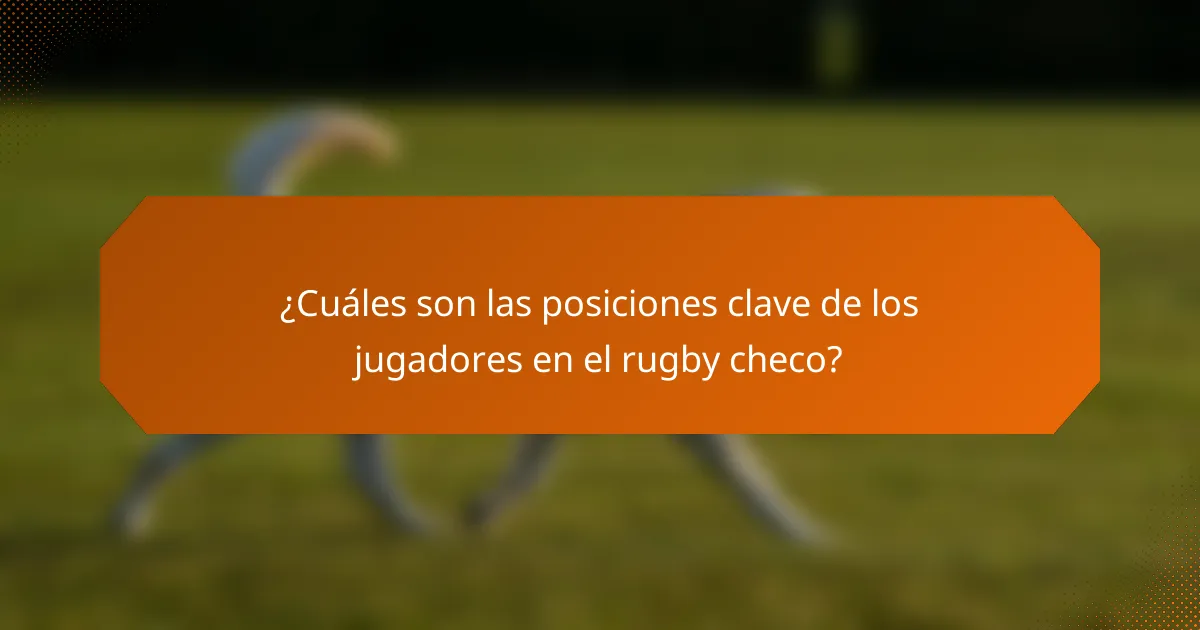 ¿Cuáles son las posiciones clave de los jugadores en el rugby checo?