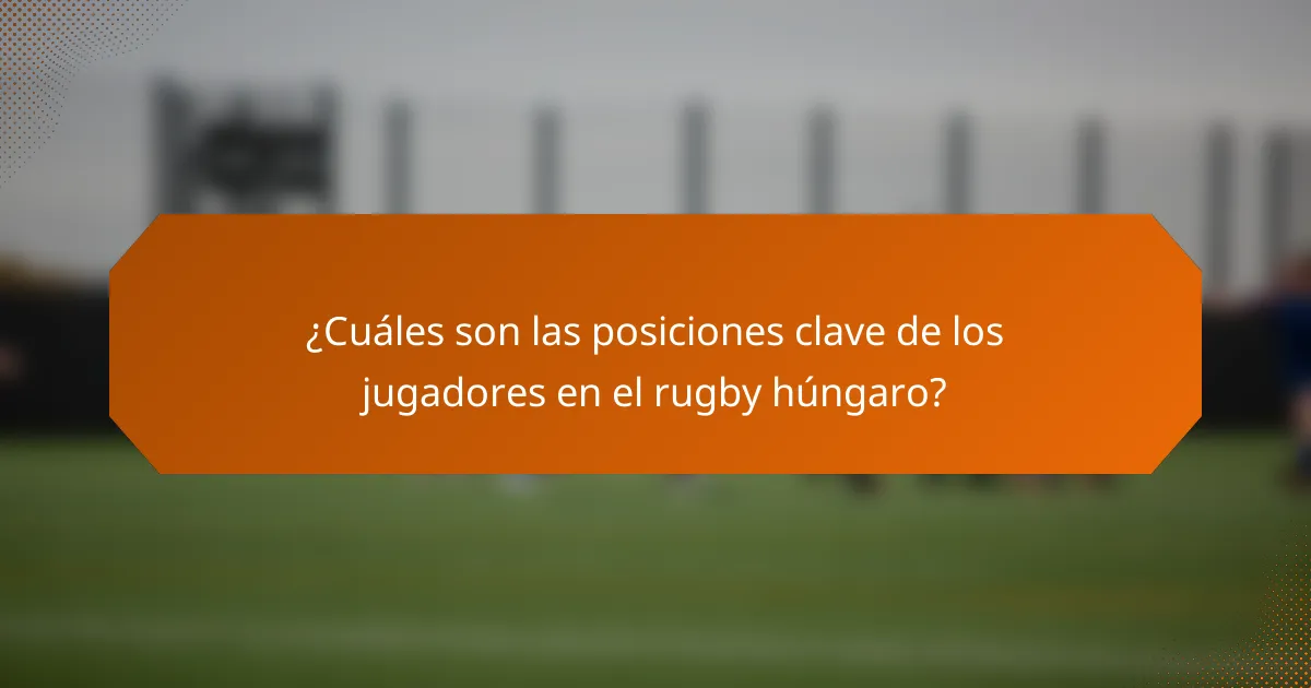 ¿Cuáles son las posiciones clave de los jugadores en el rugby húngaro?