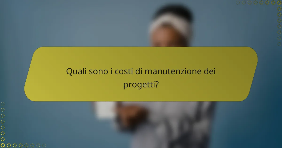 Quali sono i costi di manutenzione dei progetti?