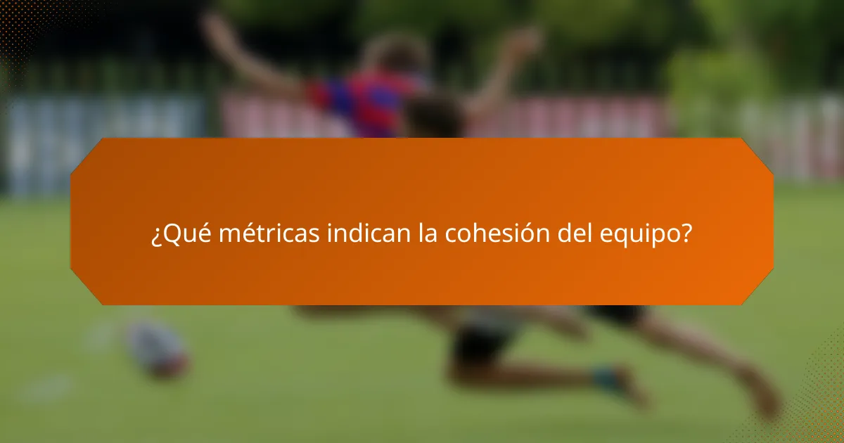 ¿Qué métricas indican la cohesión del equipo?